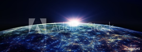 Bild på Global International Connectivity BackgroundConnection lines Around Earth Globe Futuristic Technology Theme Background with Light Effect 3D illustration